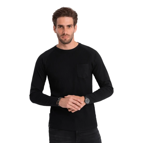 Vyriška juodi marškinėliai ilgomis rankovėmis Doug V4 OM-LSCL-0109