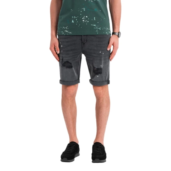 Vyriški tamsiai pilki džinsiai šortai Braco V3 OM-SRDS-0186