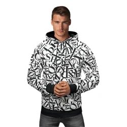 Vyriškas baltas džemperis su gobtuvu Arnol