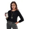 Moteriška juoda palaidinė su pakabuku Minimoda