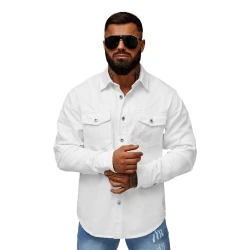 Vyriški baltos spalvos džinsiniai marškiniai Tol