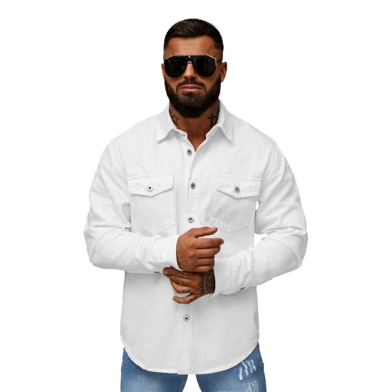Vyriški baltos spalvos džinsiniai marškiniai Tol L/CA777/2