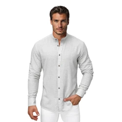 Vyriški pilki marškiniai su stačia apykakle Party