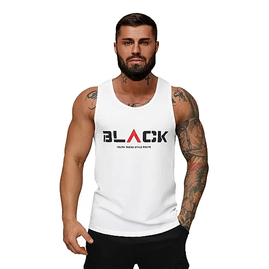 Vyriški baltos spalvos marškiniai be rankovių Black2 JS/8B1707/1Z