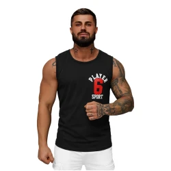 Juodi vyriški marškinėliai be rankovių Sport