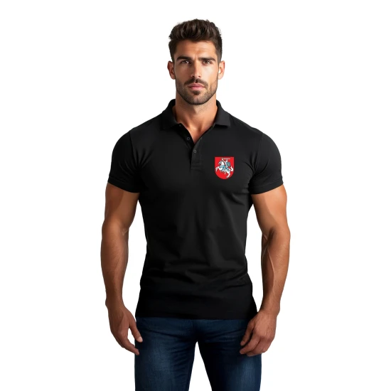 Vyriški juodi polo marškinėliai Herbas JS/8T80