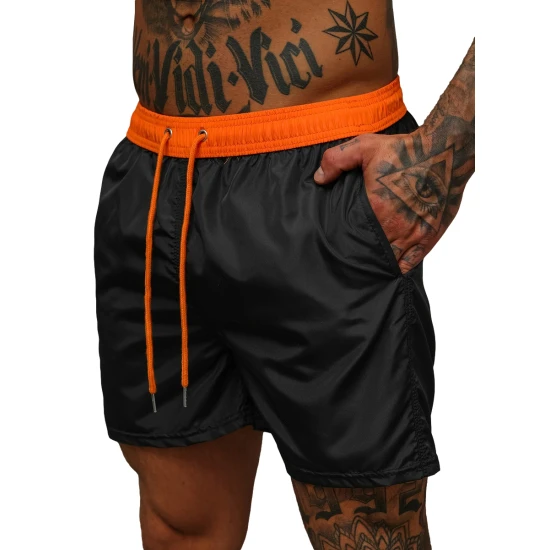 Vyriški šortai juodi/oranžiniai Renald Šortai | Bridžai