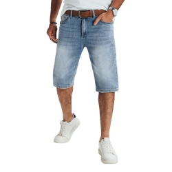 Vyriški mėlyni džinsiniai šortai su diržu Marty