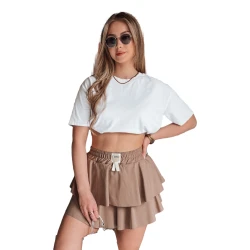 Moteriškas rudas mini sijonas Falbela