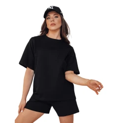 Moteriški juodi marškinėliai Swan