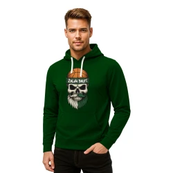 Tamsiai žalias džemperis su gobtuvu Kaukolė su kamuoliu