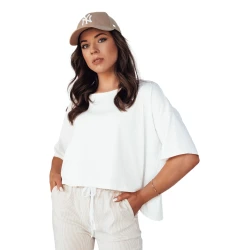 Moteriški oversize tipo balti marškinėliai Eling