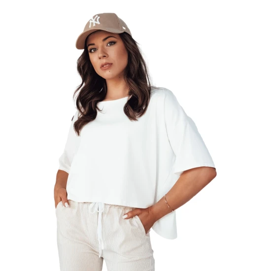 Moteriški oversize tipo balti marškinėliai Eling Marškinėliai