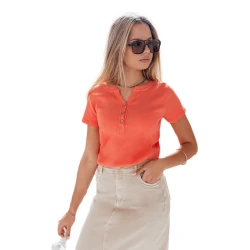 Moteriški koralinės spalvos marškinėliai Elin