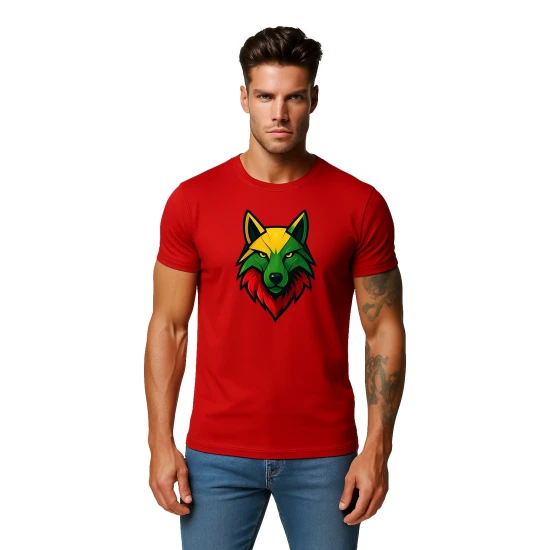 Vyriški raudoni marškinėliai Vilkas PK4021