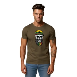 Vyriški chaki marškinėliai Kaukolė su kepure