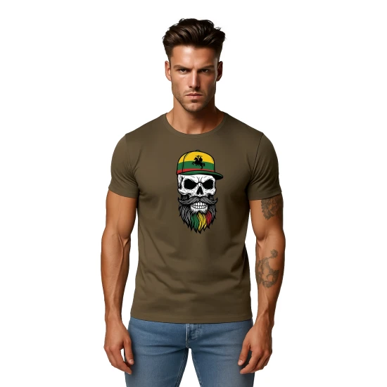 Vyriški chaki marškinėliai Kaukolė su kepure PK4016