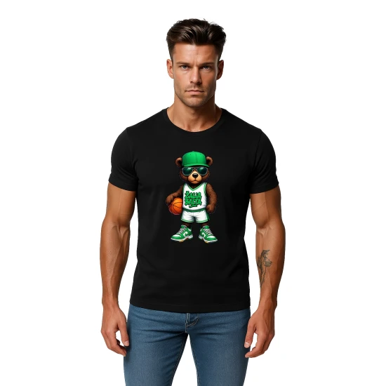 Vyriški juodi marškinėliai Meškinas be džemperio PK4020