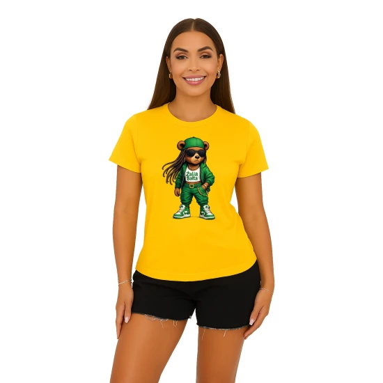 Moteriški geltoni marškinėliai Meškutė PK4023