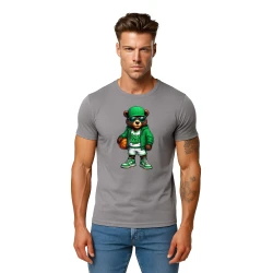 Vyriški šviesiai pilki marškinėliai Meškinas su kamuoliu-džemperiu