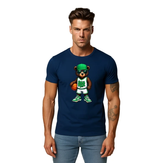 Vyriški tamsiai mėlyni marškinėliai Meškinas be džemperio PK4020