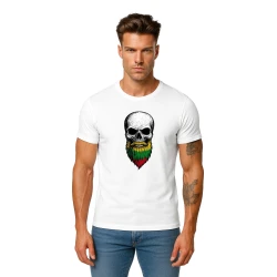 Vyriški balti marškinėliai Kaukolė su barzda
