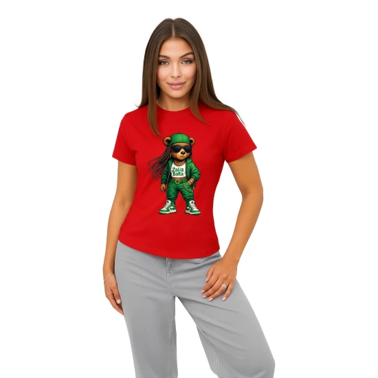 Moteriški raudoni marškinėliai Meškutė PK4023