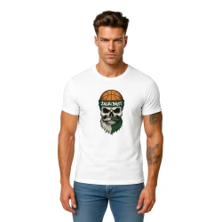 Vyriški balti marškinėliai Kaukolė su kamuoliu