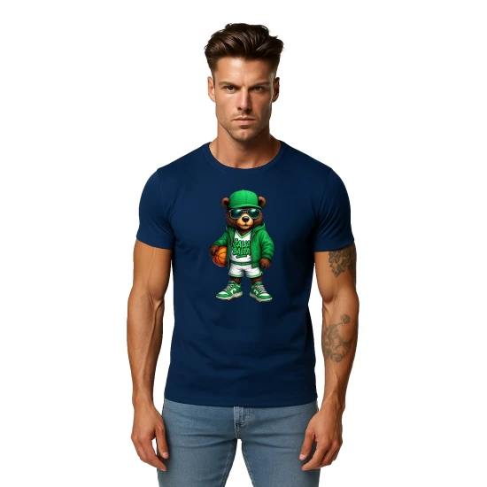 Vyriški tamsiai mėlyni marškinėliai Meškinas su kamuoliu-džemperiu PK4019