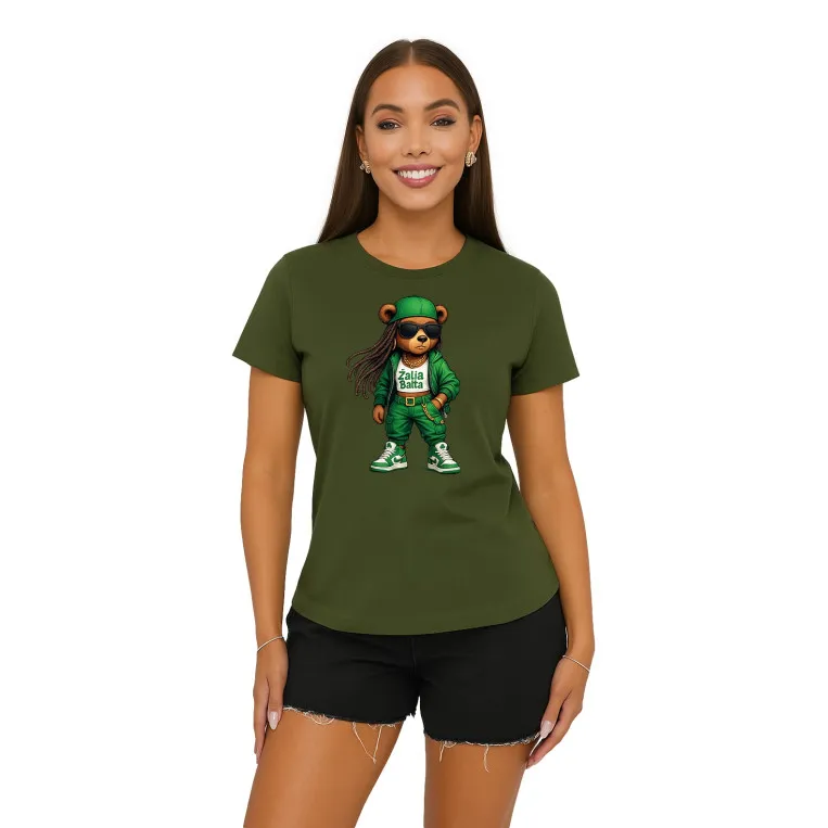 T-shirt damski khaki Bear PK4023