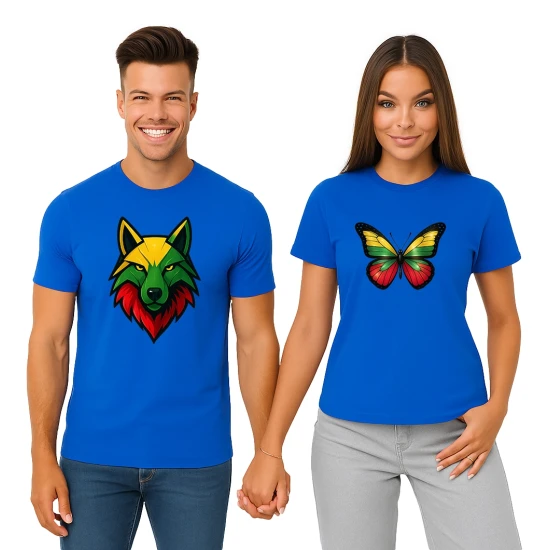 Mėlynų marškinėlių komplektas Vilkas-drugelis PK4026