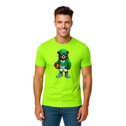 Vyriški žali neoniniai marškinėliai Meškinas su kamuoliu-džemperiu