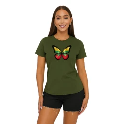 Moteriški chaki marškinėliai Drugelis