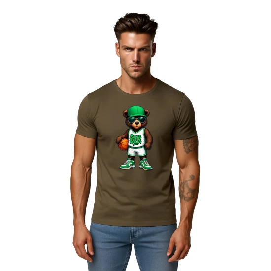 Vyriški chaki marškinėliai Meškinas be džemperio PK4020