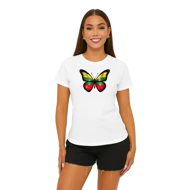 Naisten valkoinen T-paita Butterfly PK4025