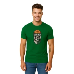 Vyriški tamsiai žali marškinėliai Kaukolė su kamuoliu