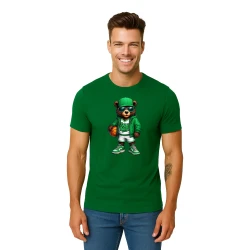 Vyriški tamsiai žali marškinėliai Meškinas su kamuoliu-džemperiu