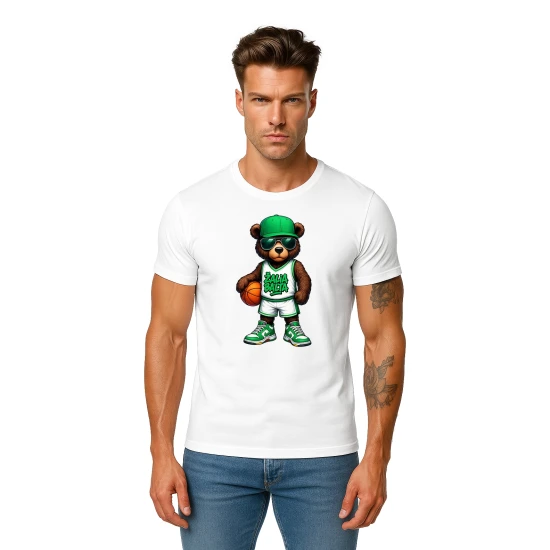 Vyriški balti marškinėliai Meškinas be džemperio PK4020