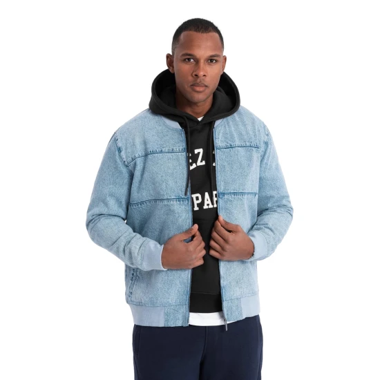 Vyriška bomber stiliaus mėlyna striukė Norvi V3 OM-JADJ-0163