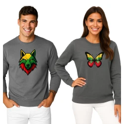 Pilkos spalvos džemperių komplektas drugelis-vilkas