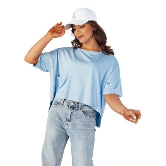 Moteriški oversize tipo mėlyni marškinėliai Eling Marškinėliai