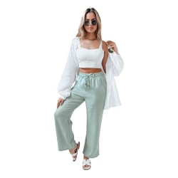 Moteriškos mėtinės spalvos laisvalaikio kelnės Fiona