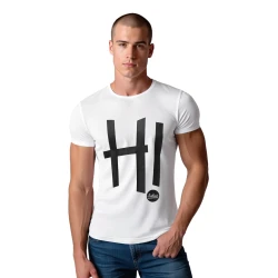Vyriški baltos spalvos marškinėliai Hi