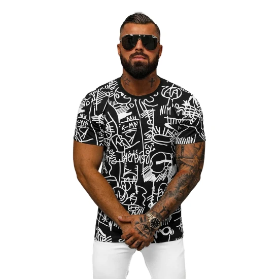 Vyriški juodos spalvos marškinėliai Line O/T1269/3