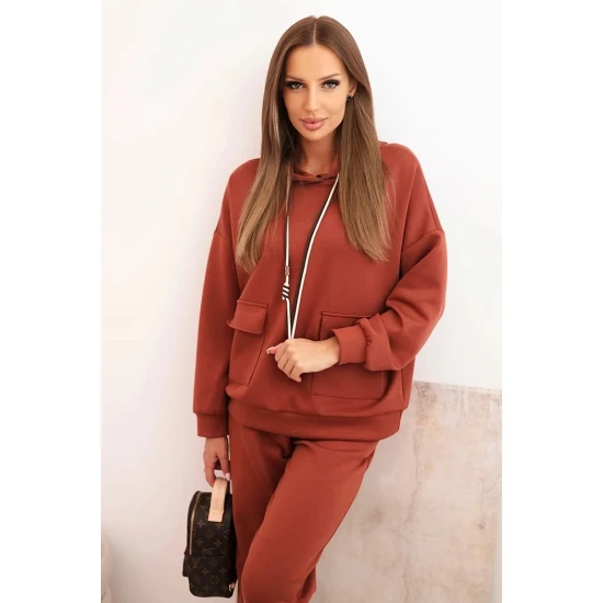 Moteriškas šviesiai rudas laisvalaikio komplektas Nela Sportiniai kostiumai