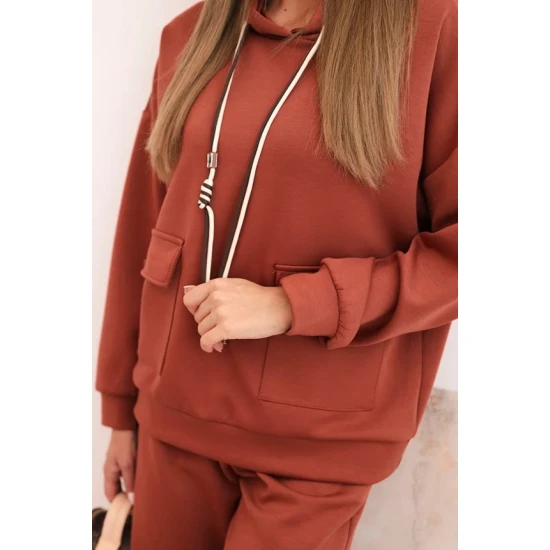 Moteriškas šviesiai rudas laisvalaikio komplektas Nela Sportiniai kostiumai