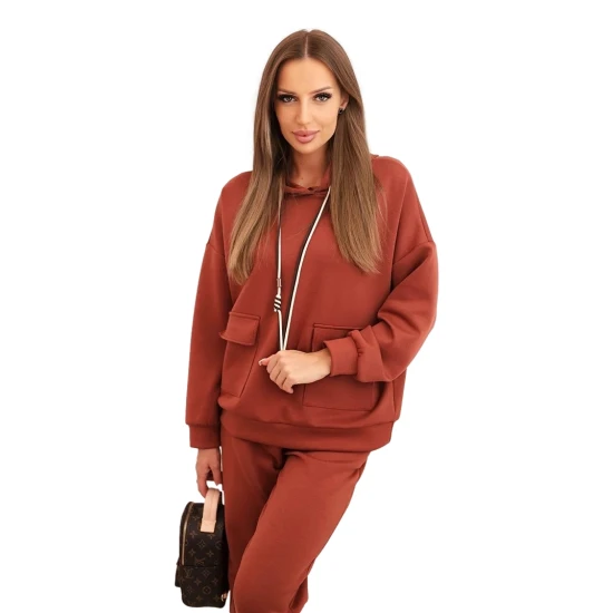 Moteriškas šviesiai rudas laisvalaikio komplektas Nela Sportiniai kostiumai