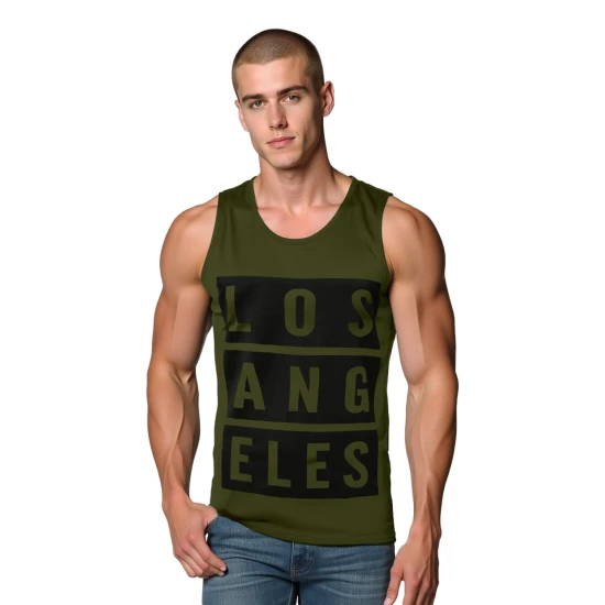 Vyriški tamsiai žali marškinėliai Los Angeles Marškinėliai su užrašais
