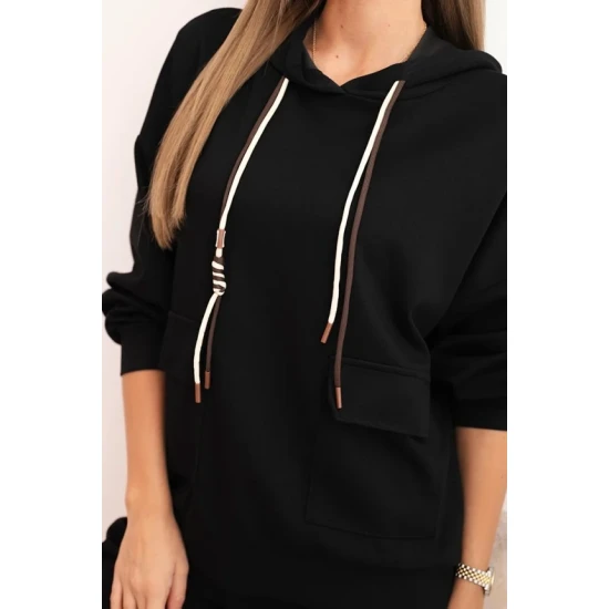 Moteriškas juodas laisvalaikio komplektas Nela Sportiniai kostiumai