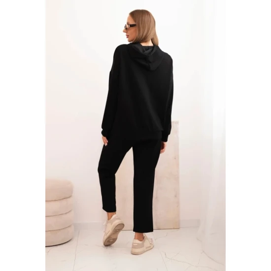 Moteriškas juodas laisvalaikio komplektas Nela Sportiniai kostiumai